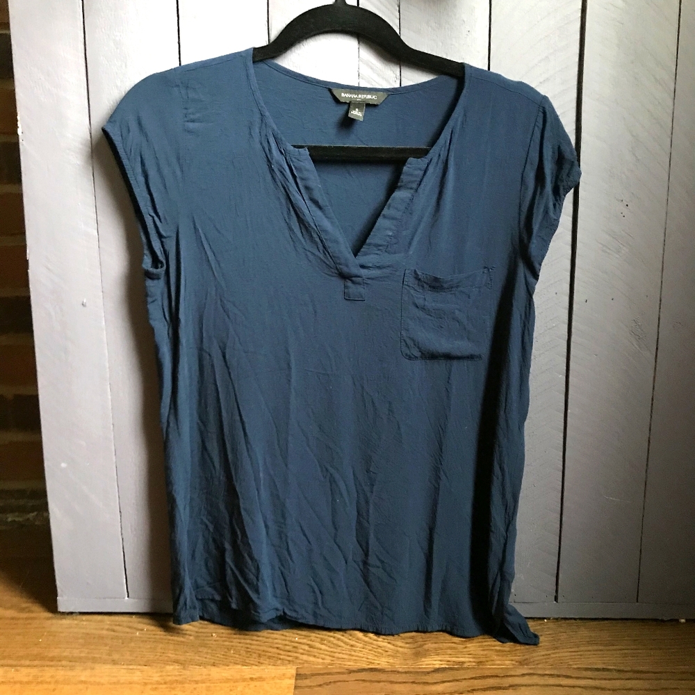 Navy Blue Banana Republic cap sleeve blouse